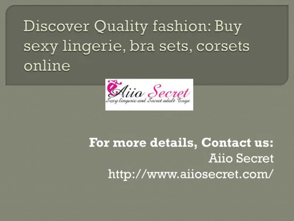 Discover quality fashion: Buy sexy lingerie online and adult toys