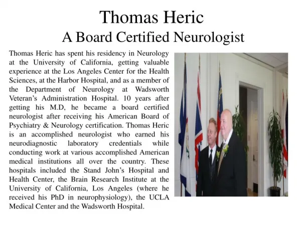 Thomas Heric - A Board Certified Neurologist