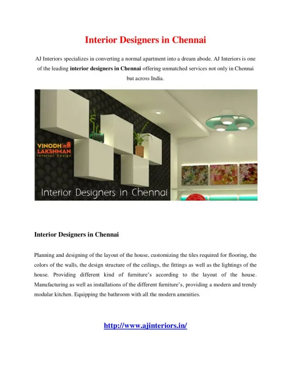 Interior Designers in Chennai