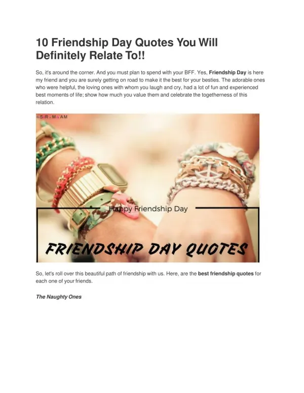 10 Friendship Day Quotes You Will Definitely Relate To!!