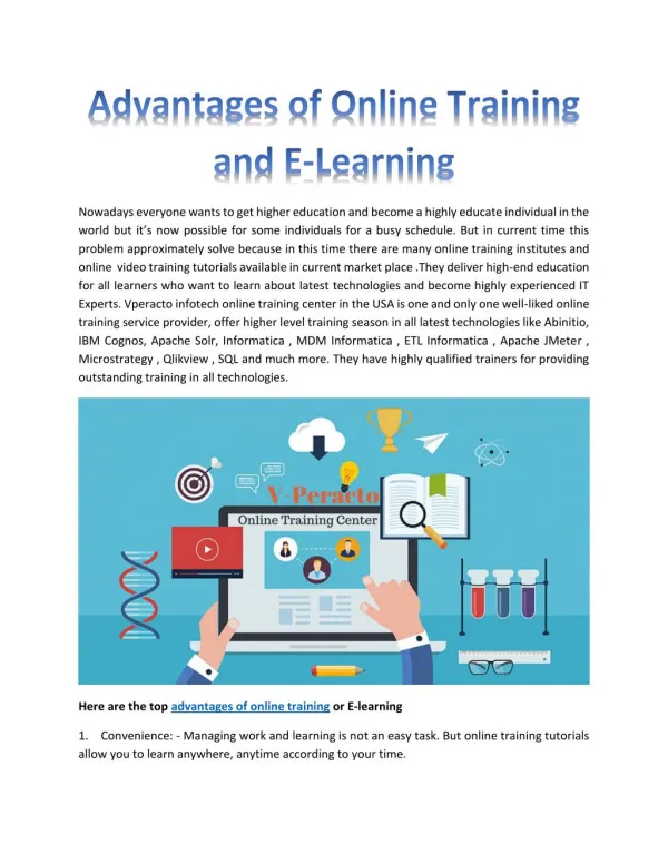 Advantages of online training and e-learning