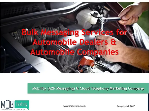 Bulk Messaging Services for Automobile Dealers & Automobile Companies from Mobtexting