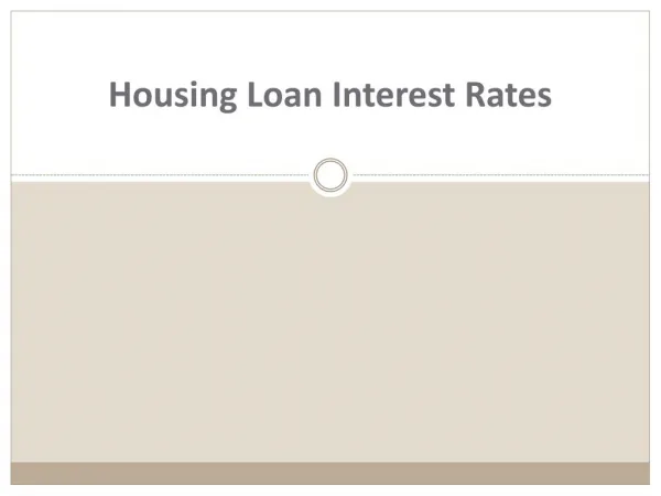 Housing Loan Interest Rates for Bad Credit!