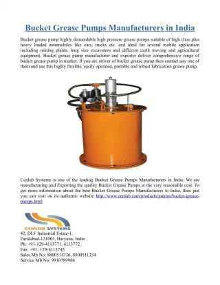 Bucket Grease Pumps Manufacturers in India - slide 1