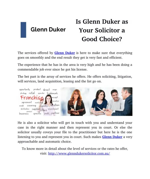 Is Glenn Duker as Your Solicitor a Good Choice