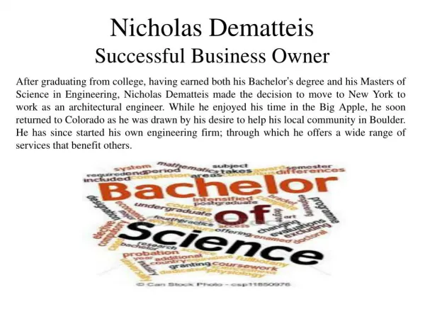 Nicholas Dematteis - Successful Business Owner