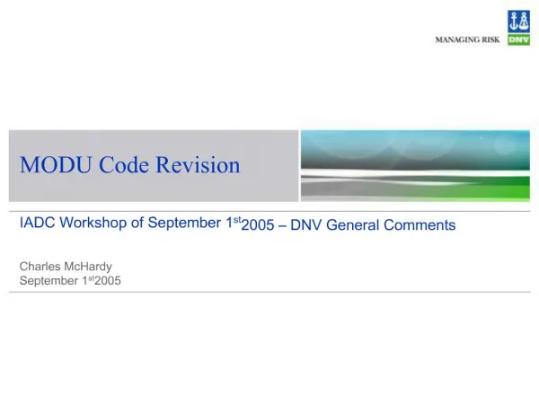 MODU Code Revision