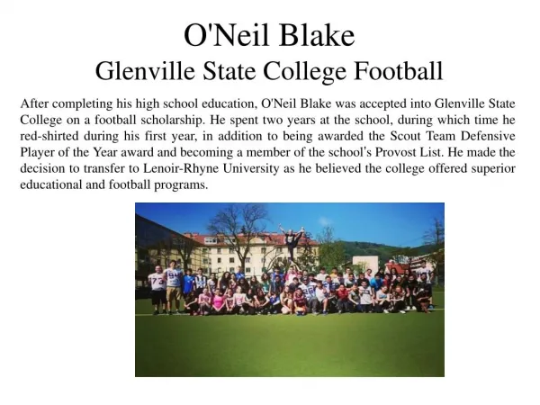 O'Neil Blake - Glenville State College Football