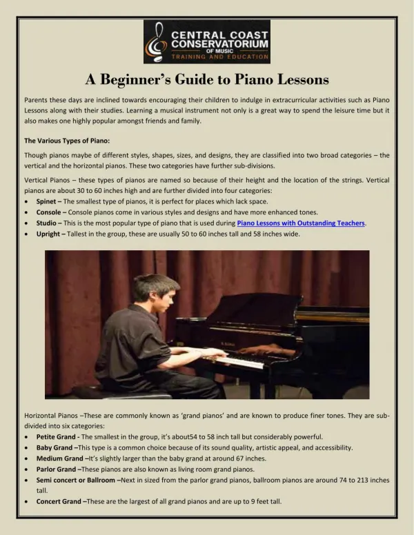 A Beginner’s Guide to Piano Lessons
