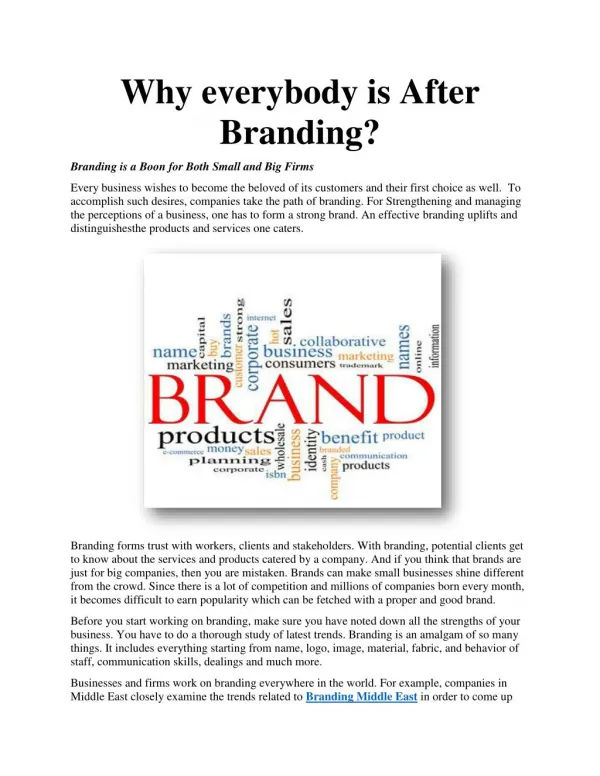 Why everybody is After Branding