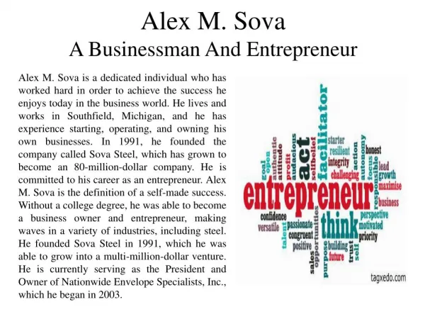 Alex M. Sova - A Businessman And Entrepreneur
