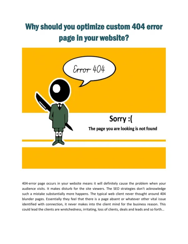Why should you optimize custom 404 error page on your website?