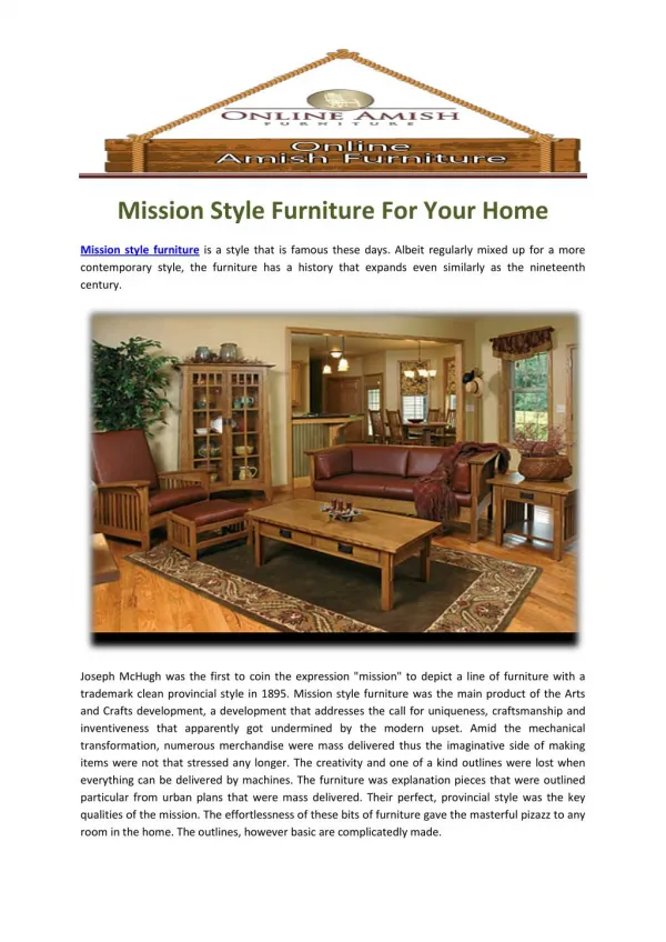 Mission Style Furniture For Your Home