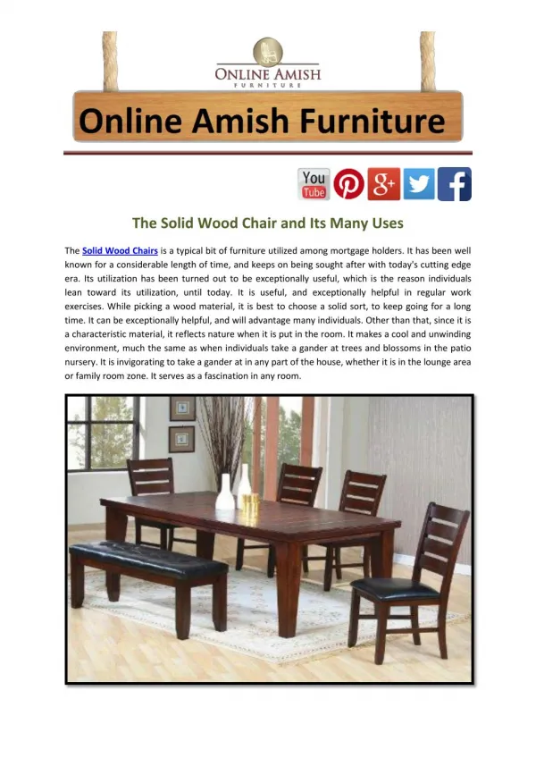 The Solid Wood Chair and Its Many Uses