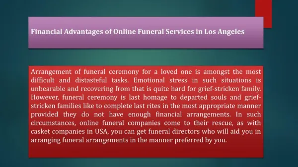 Financial Advantages of Online Funeral Services in Los Angeles