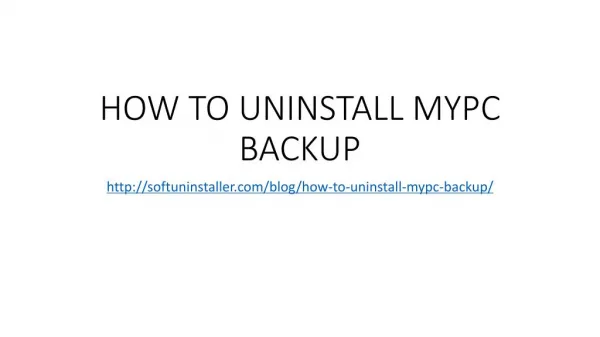 How to uninstall mypc backup