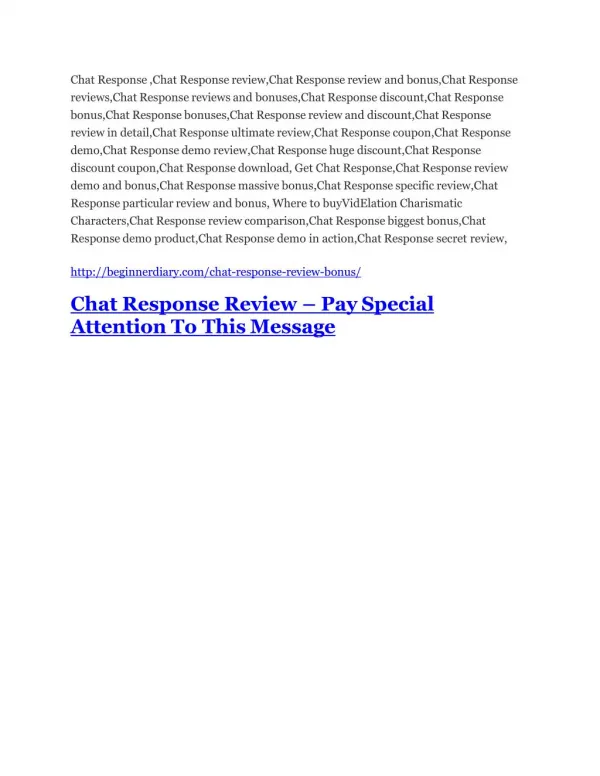 Chat Response review and (COOL) $32400 bonuses