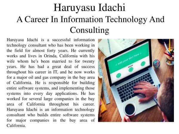 Haruyasu Idachi - A Career In Information Technology And Consulting