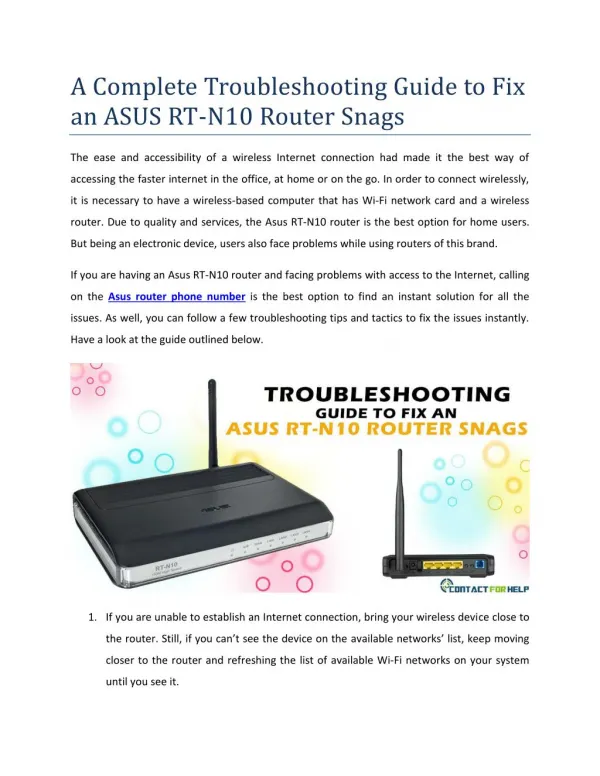 A Complete Troubleshooting Guide to Fix an ASUS RT-N10 Router Snags