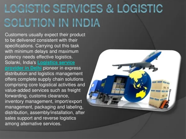 Logistic Services & Logistic Solution in India