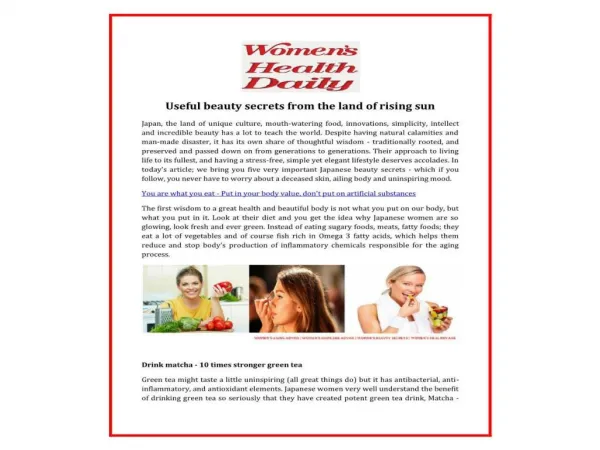 Get best advise & tips of Women's aging tricks, Women’s skincare, Women’s beauty, Women’s nutrition