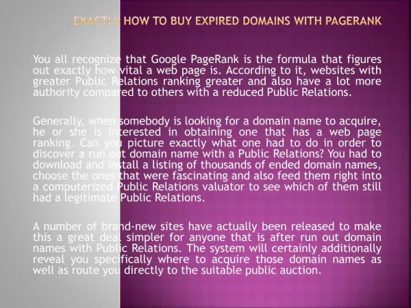 Exactly how to Buy Expired Domains With PageRank