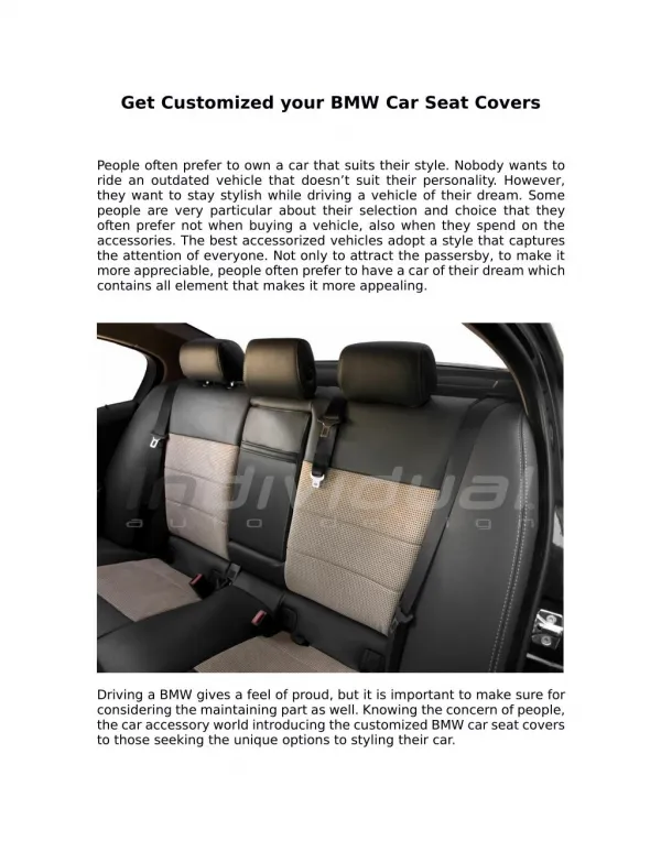 Get Customized your BMW Car Seat Covers