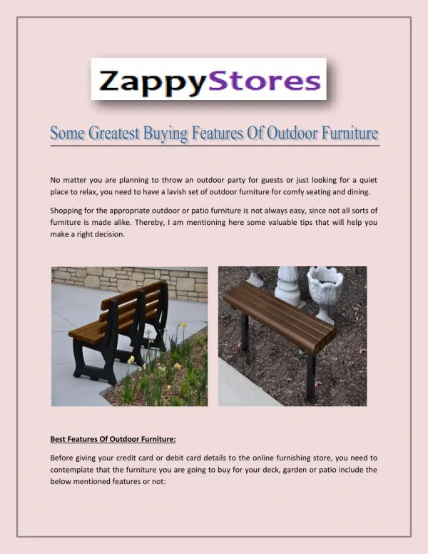 Various Greatest Buying Features Of Outdoor Furniture