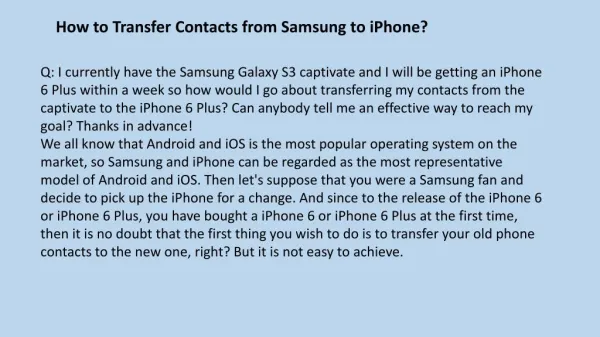 How to Transfer Contacts from Samsung to iPhone