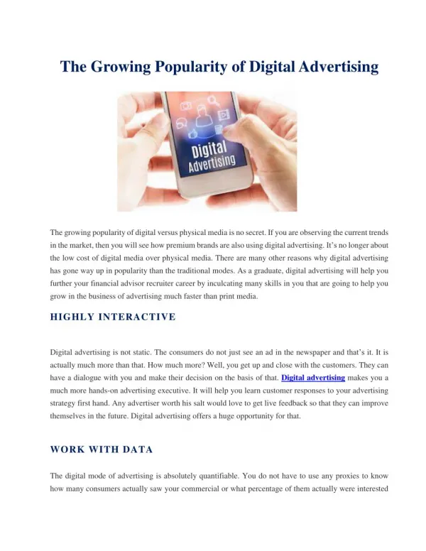 The Growing Popularity of Digital Advertising