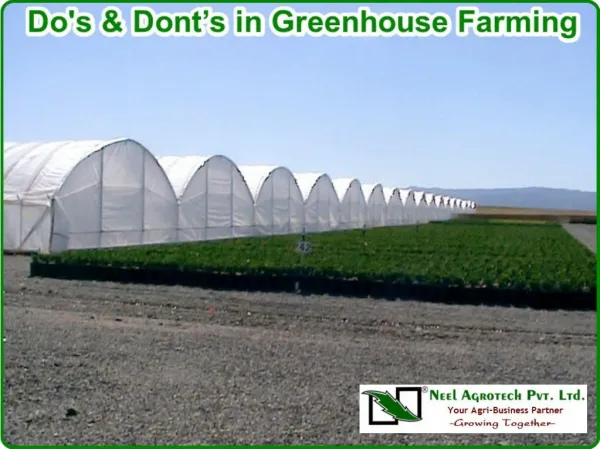 Do's and dont’s in greenhouse farming