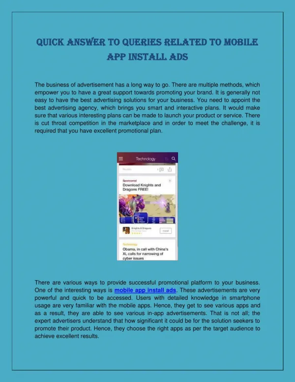 Quick Answer to Queries Related to Mobile App Install Ads