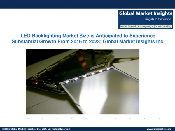 LED Backlighting Market Size is Anticipated to Experience Substantial Growth from 2016 to 2023