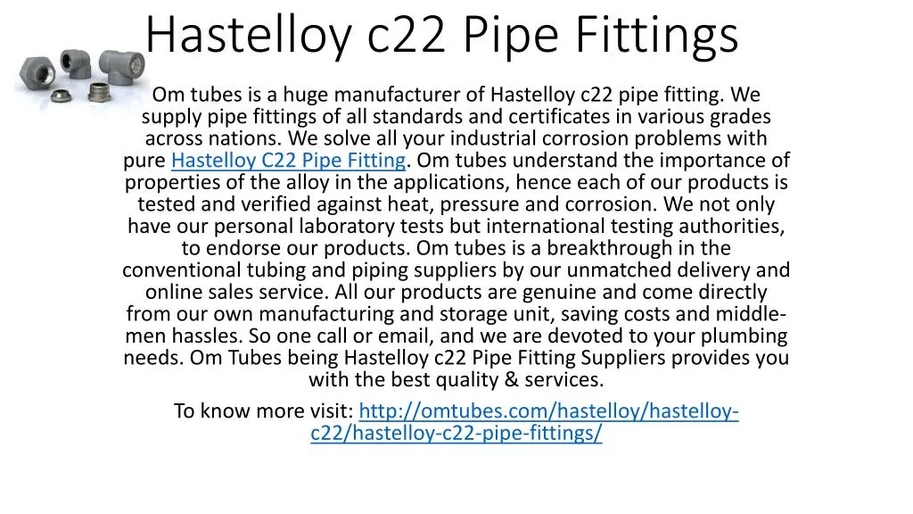 hastelloy c22 pipe fittings