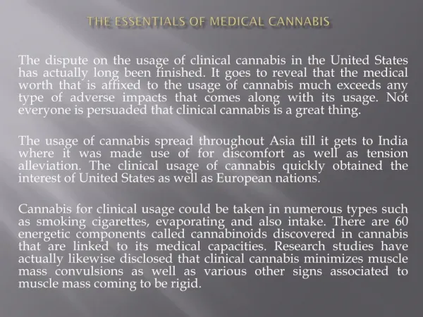 The Essentials of Medical Cannabis