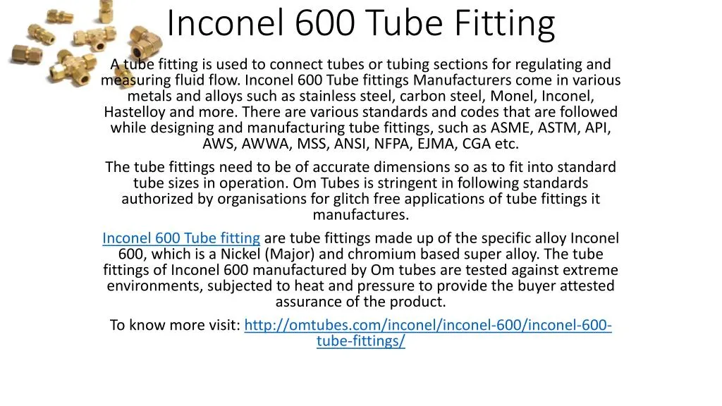 inconel 600 tube fitting