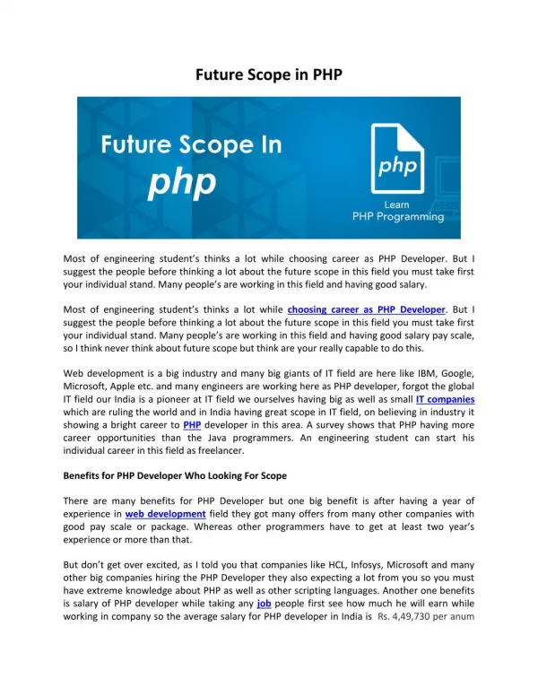 Pro Creations | Future Scope in PHP