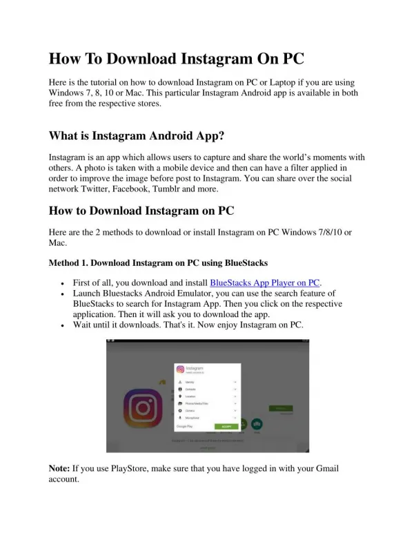 Step by step Instagram download for PC Windows 7, 8, 10 or Mac