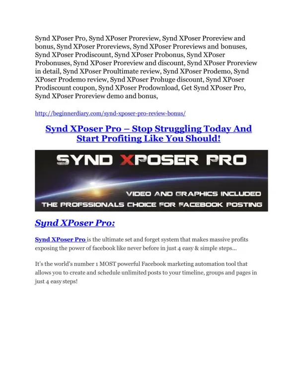 Synd XPoser Pro Review and (Free) GIANT $14,600 BONUS