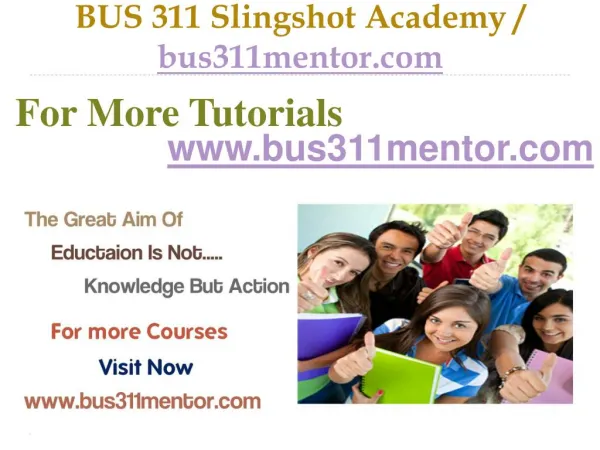 BUS 311 Slingshot Academy / bus311mentor.com