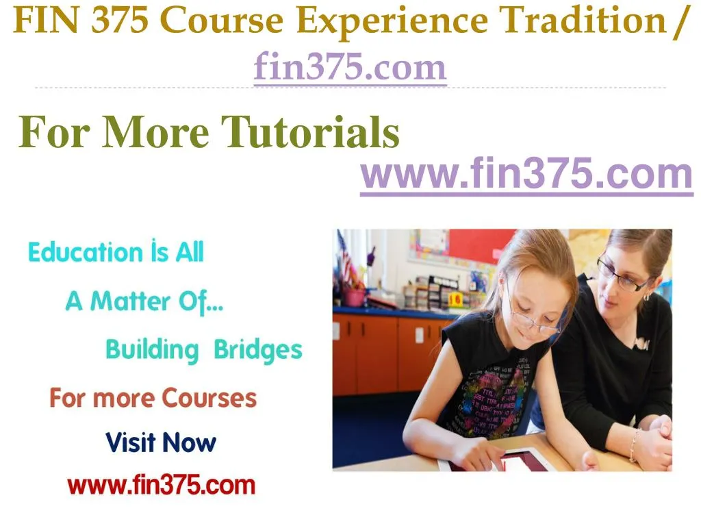 fin 375 course experience tradition fin375 com