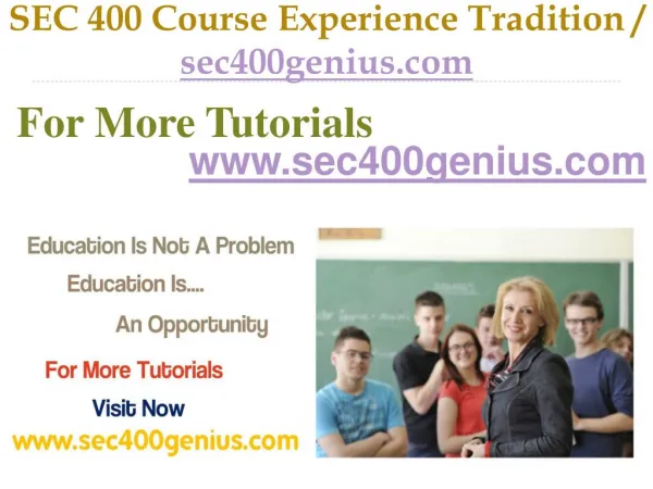 SEC 400 Course Experience Tradition / sec400genius.com
