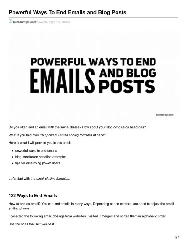 Powerful Ways To End Emails and Blog Posts