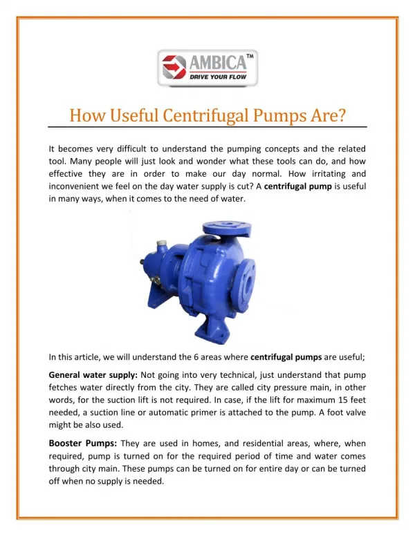 Most Reliable Centrifugal Pump Manufacturer in India