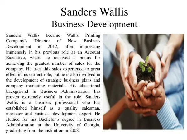 Sanders Wallis - Business Development