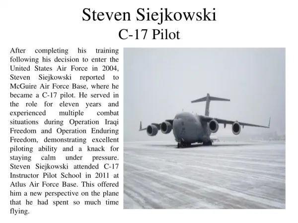 Steven Siejkowski - C-17 Pilot