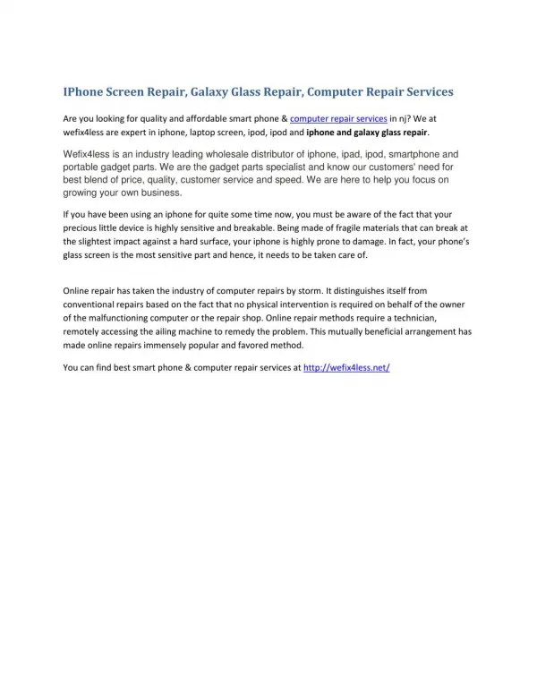 iPhone Screen Repair, Galaxy Glass Repair, Computer Repair Services