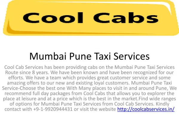 Mumbai Pune Taxi Services
