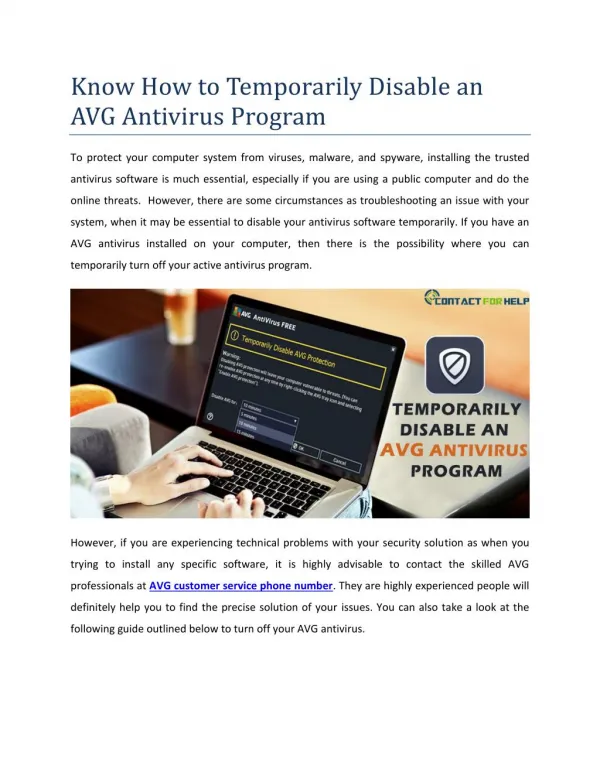 How to Temporarily Disable an AVG Antivirus Program