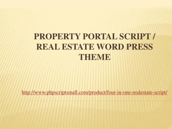 Property Portal Script / Real Estate Word Press Theme